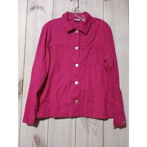 Chicos Pink Textured Button Front Jacket Womens Size Large‎